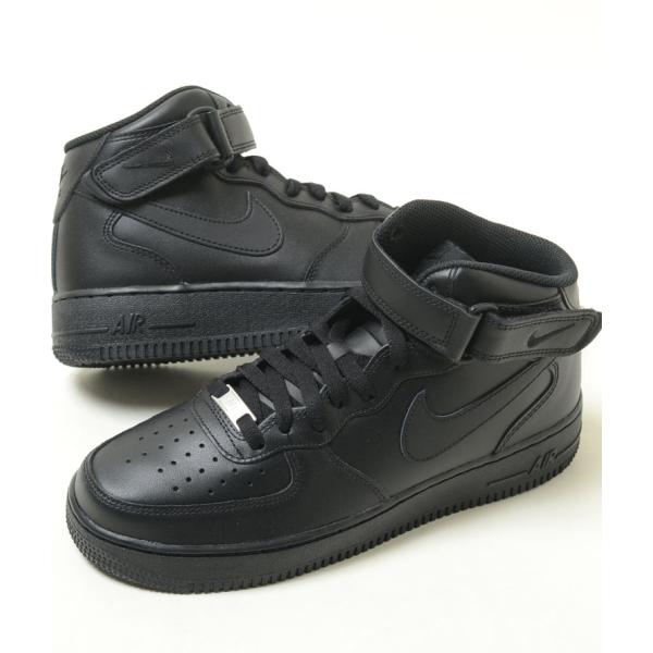 ☆即発 NIKE AIR FORCE 1 MID '07 BLACK/BLACK NIKE AIRFORCE 1 MID '07 ナイキ エア フォース ミッド ブラック 黒
