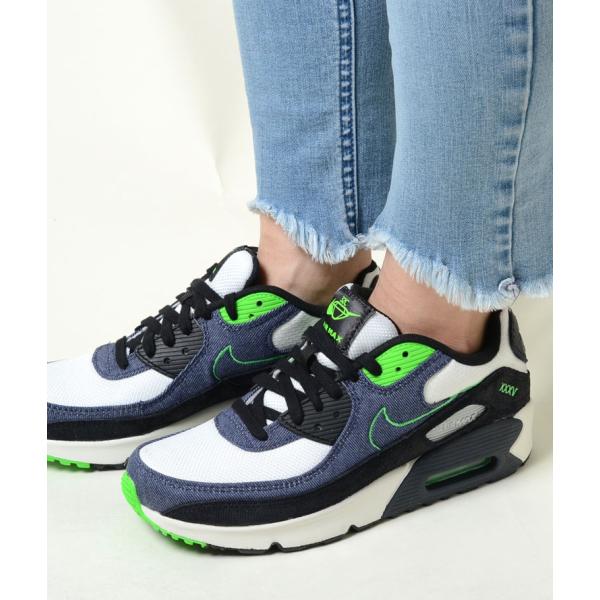 NIKE AIR MAX 90 LTR SE 2(GS) ナイキ エア マックス 90 LTR SE 2(GS) ホワイト×デニム×グリーン  白×紺×緑 レディース スニーカー dn4376-001 :dn4376-001:HONEY 通販