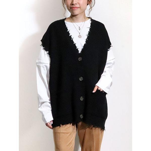 プロヴォーク Provoke オーバーサイズニットベスト ブラック 黒 ビッグシルエット レイヤード V N Big Vest Black Lady S 21bg Pv 0004bl Bags Groove 通販 Yahoo ショッピング