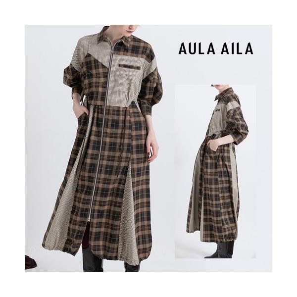 AULA AILA（アウラ アイラ） ドローストリングチェックシャツ
