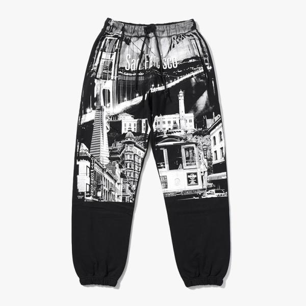 SEVEN BY SEVEN セブンバイセブン イージーパンツ ボトムス メンズ スウェットパンツ 25春夏 PRINTED SOUVENIR SWEAT PANTS -San Francisco Collage- -BLACK-