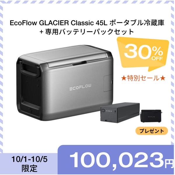 ECOFLOW ポータブル冷蔵庫 EcoFlow GLACIER 45L+専用バッテリー