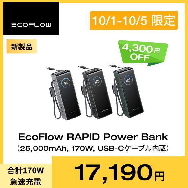 ECOFLOW EcoFlow RAPID Power Bank 25000mAh 最大合計170W出力