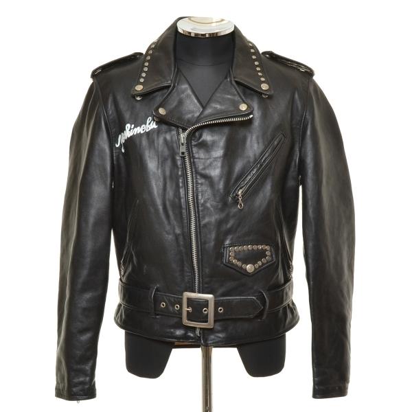 白木/黒塗り SCHOTT ショット スタッズ付き ダブルライダース