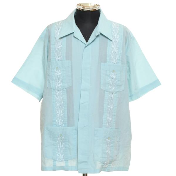 ハバンド　キューバシャツ 半袖シャツ ブルー L ○483009 HABAND ハバンド ○GUAYABERA キューバシャツ サイズXL