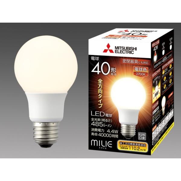 �O�H�@LED�d���@MILIE(�~���C�G�j�@��ʓd���`�@�S�����^�C�v�@�d��40W�`�����@����E26�@�d���F�@LDA4L-G40/S-A�@00060598