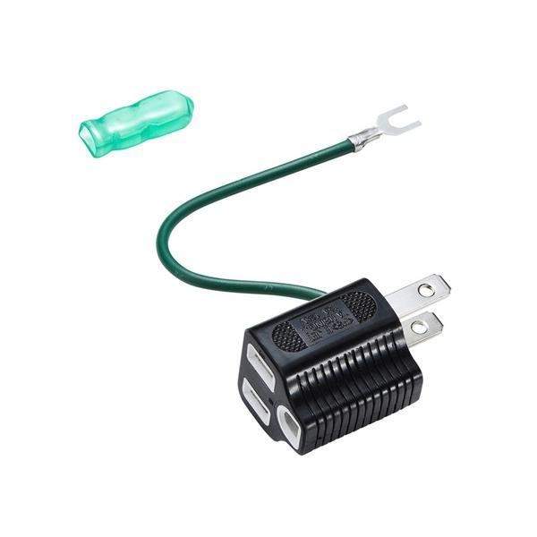 他サイト： サンワサプライ 3P→2P変換アダプタ（ブラック） TAP-AD8BKの商品画像