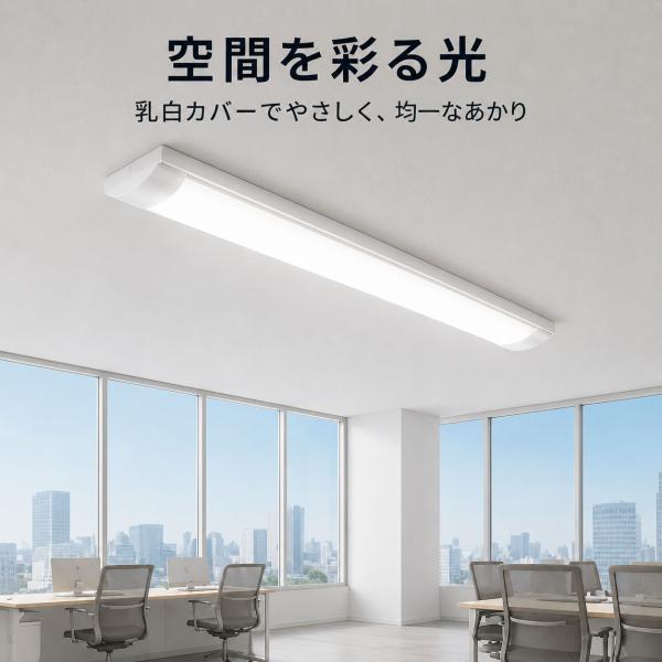 LED蛍光灯専用器具 LEDベースライト 40W形 2灯式 直付 長方形型 器具のみとLED蛍光灯付き選択可能 薄型 カバー付 両側給電用 天井照明 holder-2T-X
