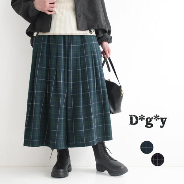 パンツ ロング レディース D*g*y 綿ビエラ チェック フレアシルエット スカート風 綿100％ 25AW1114,