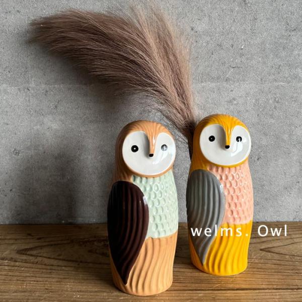 花瓶 フラワーベース ふくろう おしゃれ ナチュラル 大人可愛い インテリア 卓上 癒し 置くだけで華やか 贈り物 ギフト プレゼント 誕生日 お祝い 置くだけで華やぐ 手作り風 陶器 セラミック ドロマイト かわいい 可愛い 北欧風 モダ...