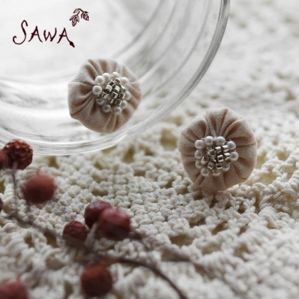 2点までメール便可 イヤリング ピアス SAWA サワ ギャザービーズ お花型 ハンドメイド 1720AW1117, ギフト エコロコ