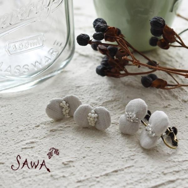 イヤリング ピアス SAWA サワ ちょうちょ型 ビーズ ハンドメイド