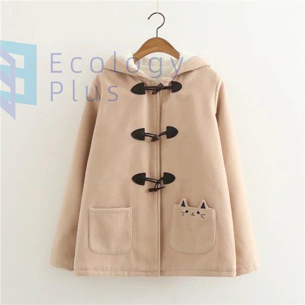 店長おすすめ 楽天1位 ダブルコート ショート丈 レディース ダッフルコート 猫 猫耳 裏ボ フード付き ネコ