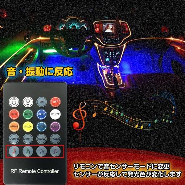 車 Rgb 音に反応 Led アンビエントライト リブ付き アクリルファイバー 6m インテリア Dc12v Ee253 ドレスアップ 内装 超目玉 カー用品 音センサー