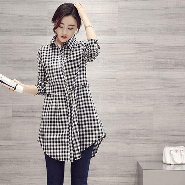 ブラウス シャツ レディース 春秋 長袖ブラウス ロング丈ブラウスチェック柄トップス ブラウス 白シャツ おしゃれ 40代 韓国風 フォーマル 通勤 ゆったり Lv Dxcs 0601q18 Ecology Plus 通販 Yahoo ショッピング