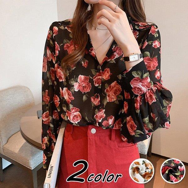 ブラウス レディース きれいめ 40代 春夏 上品 Vネックブラウス シャツ シフォントップス 長袖 花柄 韓国風 トップス 大きいサイズ 大人 Tシャツ オシャレ 2色 Lv Dxcs 0601q51 Ecology Plus 通販 Yahoo ショッピング