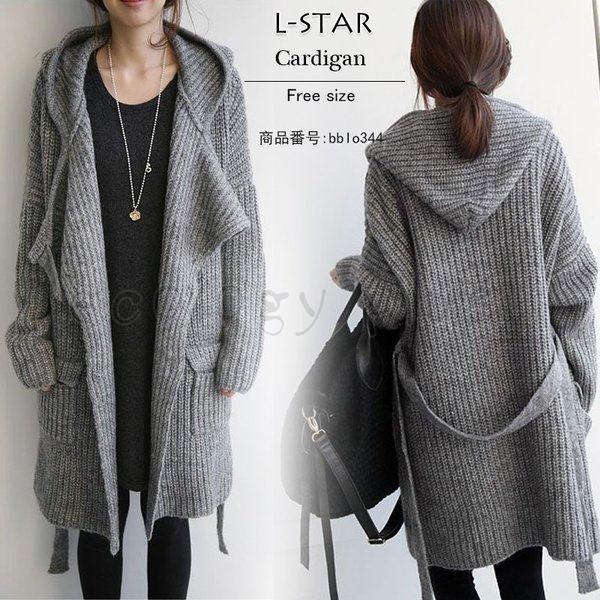 カーディガン レディース ニット 春 春 羽織 膝上 ニットウェア フード付き ベルト付き 無地 体型カバー ゆったり コーデ 40代 50代 カジュアル Lv Lsfz1 Ecology Plus 通販 Yahoo ショッピング