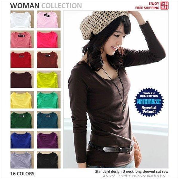 カットソー 長袖 レディース 無地 Uネック Tシャツ 裏起毛 レディース 春夏 重ね着 Lv Lsfz6 Ecology Plus 通販 Yahoo ショッピング