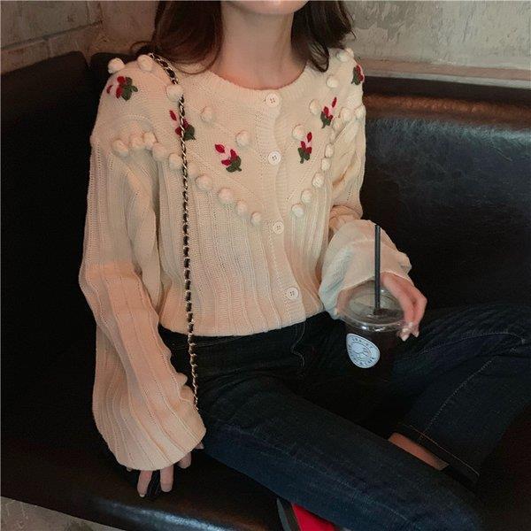 ニットカーディガン レディース 秋冬 長袖ニットトップス コーディガン 花刺繍 ショット丈カーディガン ゆったり 無地セーター アウター 可愛い 韓国風 オシャレ Lv Sy Ecology Plus 通販 Yahoo ショッピング