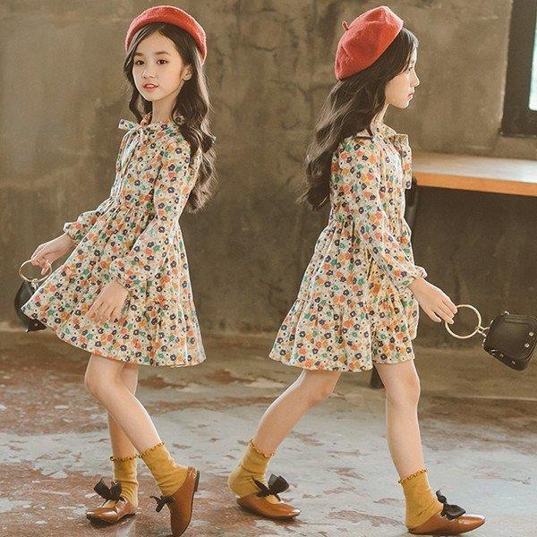 子供服 ワンピース 長袖 春秋 女の子 キッズワンピース 花柄ワンピース リボン チュニック 子供ドレス ジュニア ベビー服 おしゃれ 可愛い 誕生日 新品 160cm Lv Tz11 Ecology Plus 通販 Yahoo ショッピング
