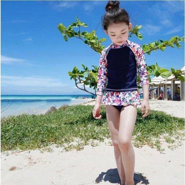 水着 女の子 2点セット 子供服 セパレート 花柄 長袖 日焼け止め ベビー水着 おしゃれ 可愛い きれいめ キッズ水着 スイミング 夏 リゾート ビーチ 学校用 Lv Yy 0616g35 Ecology Plus 通販 Yahoo ショッピング