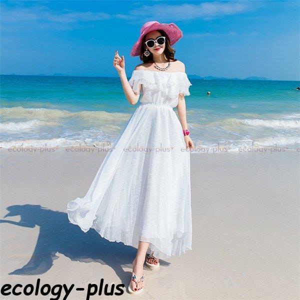 リゾートワンピ ハワイ リゾートワンピース ロング丈 マキシワンピース レディース ボヘミア風 無地 オフショル ビーチ オフショルダー Nz Vs1 Ecology Plus 通販 Yahoo ショッピング