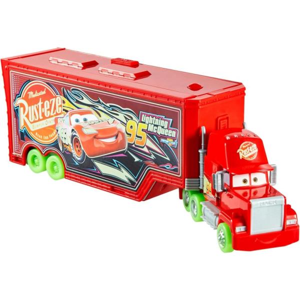 ディズニー カーズ マック トレーラー おもちゃ 暗闇で光る 全長34cm トランスポーター チューンアップ セット 輸入品