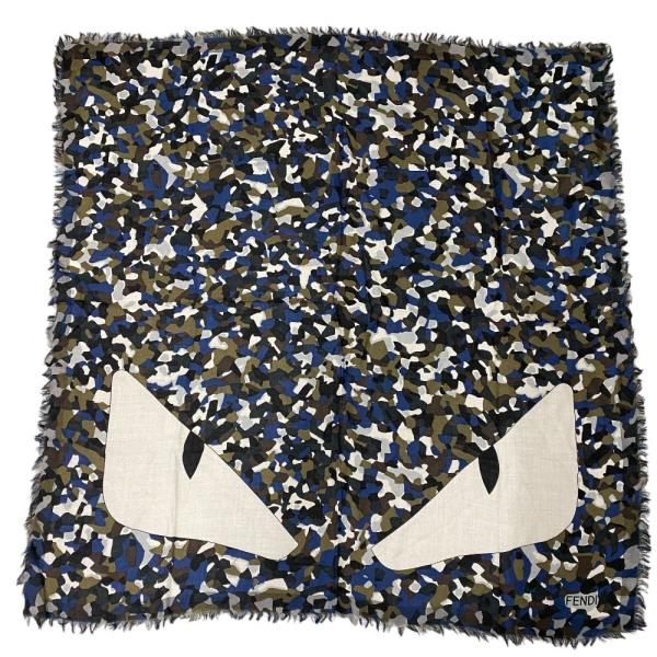 Fendi フェンディ 大判スカーフ 総柄 シルク100% FENDI（フェンディ） バグズ モンスター スカーフ ストール 大判
