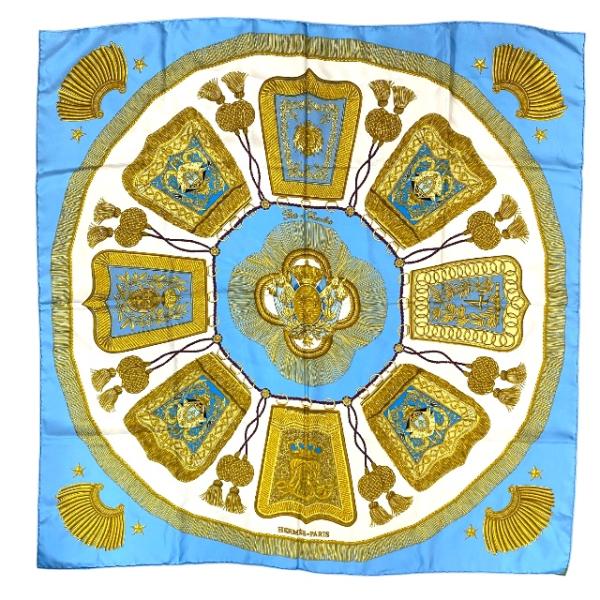 【美品】エルメスPoste et Cavalerie カレ90 タグ有り HERMES】【Poste et Cavalerie】【フランス製】エルメス『カレ90