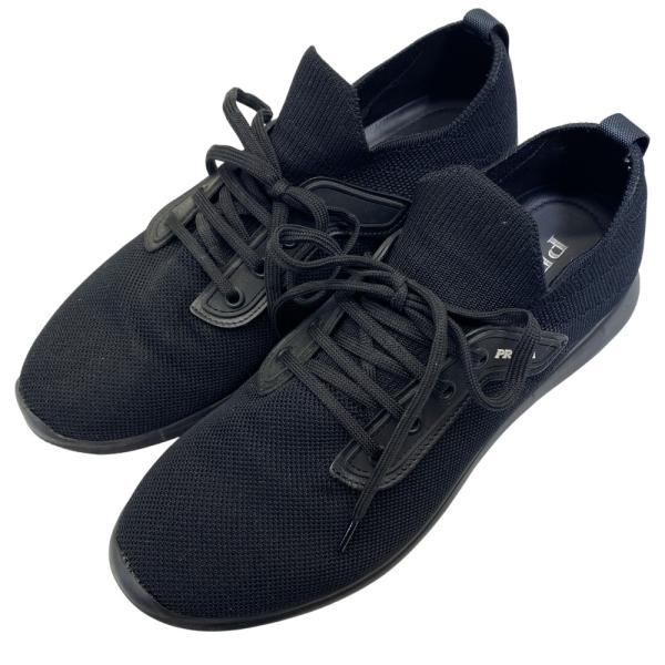 極美品　PRADA プラダ　ナイロン　ロゴローカットスニーカー　37 24㎝ PRADA（プラダ） ローカット スニーカー シューズ ブラック メッシュ