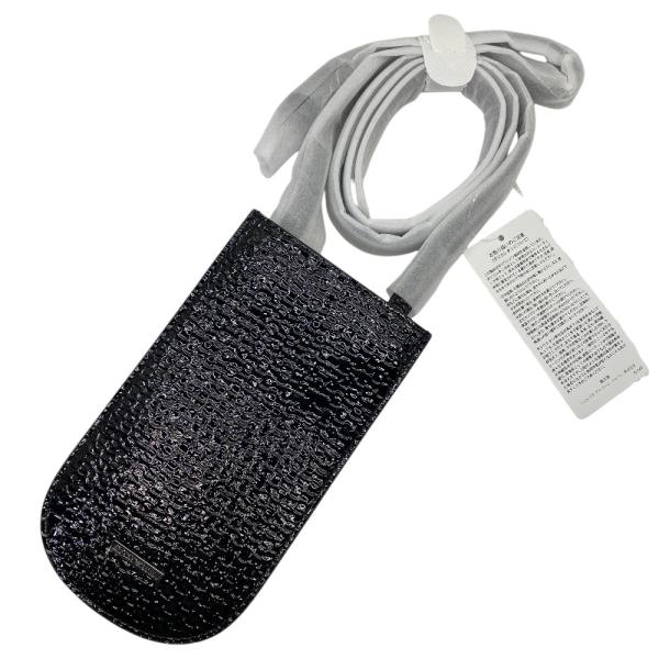 新品 エンポリオ アルマーニ スマホショルダー フォンケース スマホポーチ ネックポーチ レザー ブラック Y4R592 EMPORIOEMPORIO ARMANI
