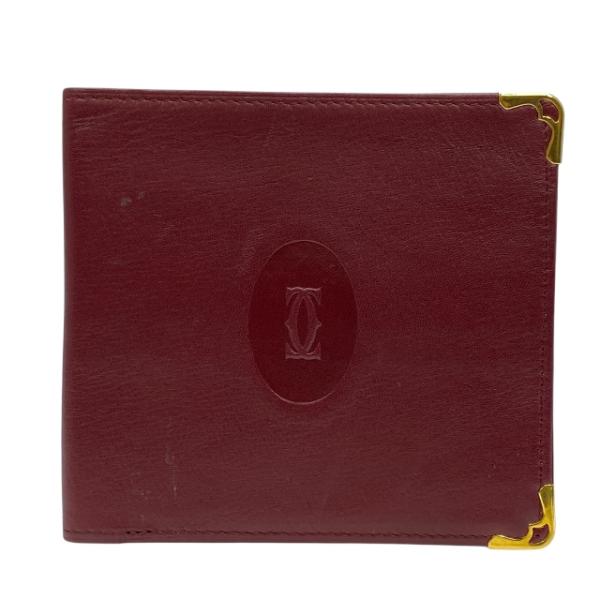 【美品】Cartier カルティエ マストライン 二つ折り財布 ボルドー MUST DE CARTIER Cartier カルティエ マストライン 二つ折り財布 財布