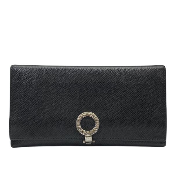 BVLGARI ブルガリ ブラック レザー 長財布 BVLGARI ブルガリ ミレリゲ 三つ折り 長財布 ブルガリ ブラック