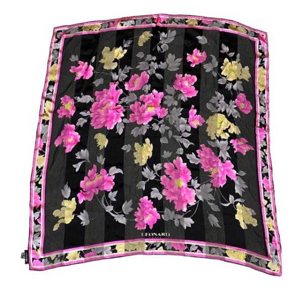 大判！【美品✨️】LEONARD フラワープリント スカーフレオナール LEONARD レオナールスカーフ 大判 アクセサリー 小物 フラワー