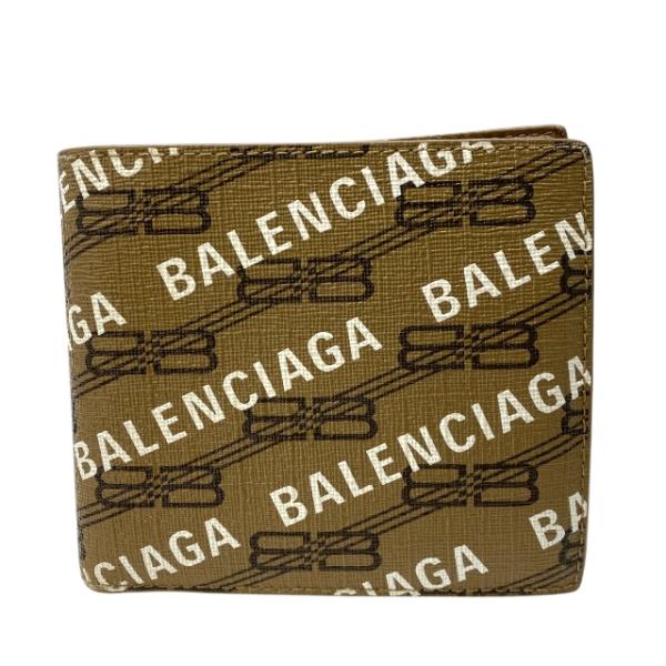 【美品】BALENCIAGA(バレンシアガ) 二つ折り財布 ベージュ ロゴ BALENCIAGA バレンシアガ 594315 財布 二つ折り財布 折財布