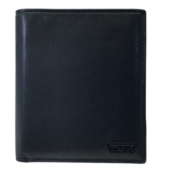 【美品】TUMI 折り財布　レザー　ブラック　ロゴ金具　札入れ　希少 美品】TUMI 折り財布 レザー ブラック ロゴ金具 札入れ 希少