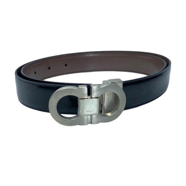 【美品】Salvatore Ferragamo フェラガモ　ブラックレザーベルト FERRAGAMO Salvatore Ferragamo サルヴァトーレ フェラガモ