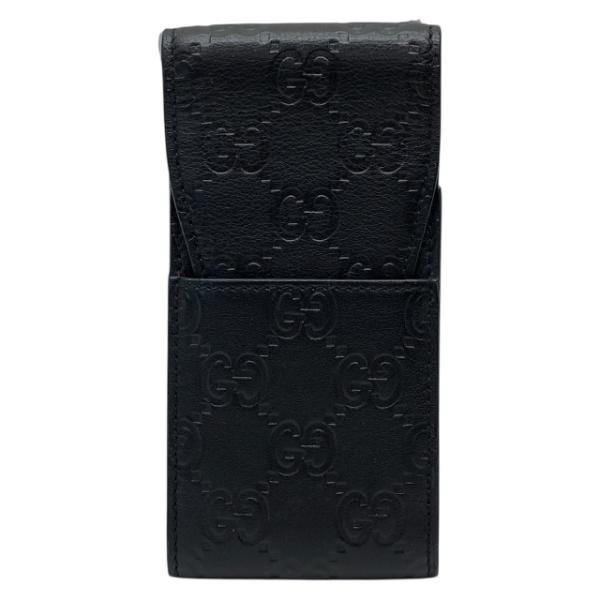 美品✨　グッチ　GUCCI ポーチ　シガレットケース　シマ　レザー　GG 黒 GUCCI（グッチ） グッチシマ シガレットケース ブラック カーフ 181716