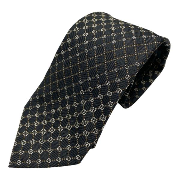 GUCCI（グッチ） ネクタイ マイクロGG GG柄 総柄 ロゴ シルク ブラック