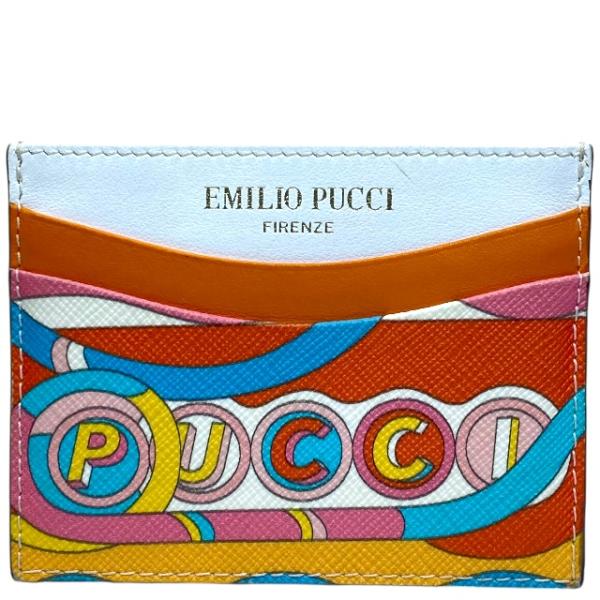 Emilio pucci  カードケース エミリオプッチ EMILIO PUCCI カードケース レザー ブラウンx