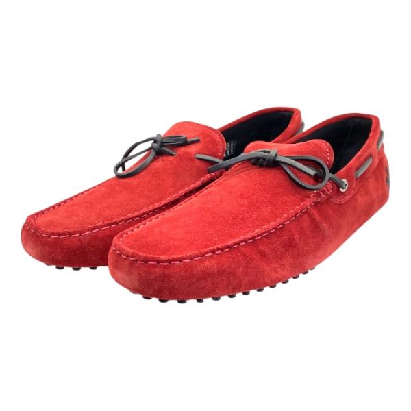 【美品】TOD’Sトッズ×フェラーリ　ドライビングシューズスエード　レッド　27 美品】TOD'Sトッズ×フェラーリ ドライビングシューズスエード