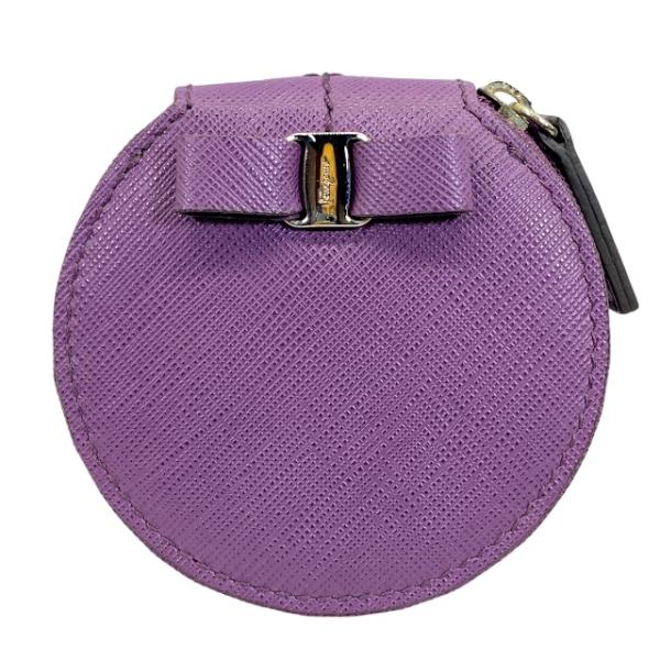 フェラガモ リボン付きパープルレザーコインケース コインケース