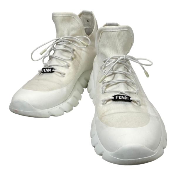 FENDI フェンディ ハイトップ スニーカー ニット ホワイト メンズ
