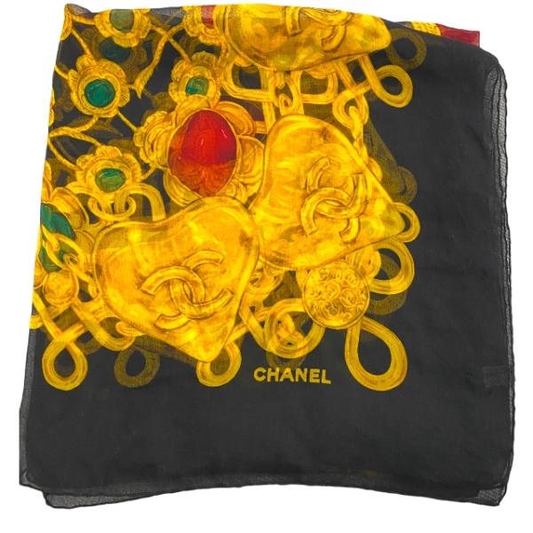 CHANEL シャネル 大判 シフォンスカーフ ストール シルク 100％ ココ