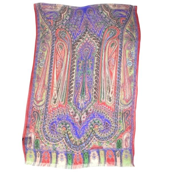 ETRO エトロ ペイズリー柄 赤系 ストール シフォン シルク100％ ETRO エトロ ペイズリー柄 赤系 ストール シフォン シルク100％