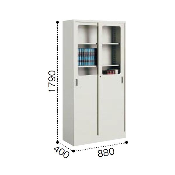 コクヨ　ガラス扉タイプ書庫 浅型 上置き用 幅1760×奥行400×高さ880mm KOKUYO（コクヨ） A4サイズ対応 保管庫浅型 上段ガラス引き違い戸