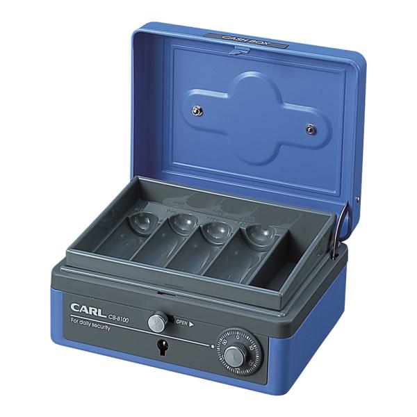 他サイト： カール事務器 手提げ金庫 キャッシュボックス B7 ブルー CB-8100-B 貴重品 セキュリティ 店舗 物販 イベントの商品画像