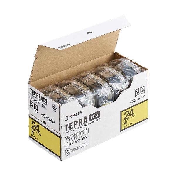 �L���O�W����KING JIM���e�v���uPRO�v�e�[�v�J�[�g���b�W�@�G�R�p�b�N(5����)�@���^������ SC24Y-5P�@24mm���@8m