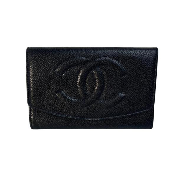 希少 CHANEL シャネル キャビアスキン ケース ブラック ココマーク CHANEL（シャネル） ココマーク キャビアスキン コインケース ブラック