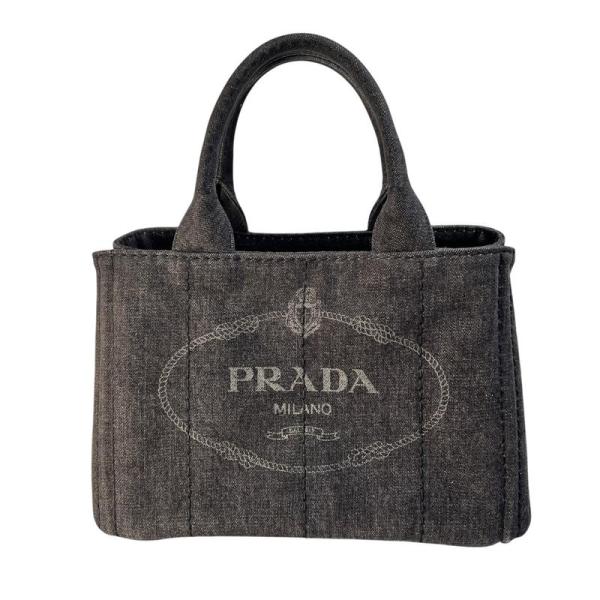 PRADA（プラダ） カナパ 三角ロゴ キャンバス ハンドバッグ 黒 A-13244